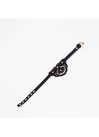 Черный чокер с клепками и золотистой фурнитурой - Crazy Handmade - купить с доставкой в Сызрани