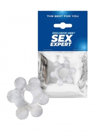 Прозрачное эрекционное кольцо с 6 стимулирующими шариками - Sex Expert - в Сызрани купить с доставкой