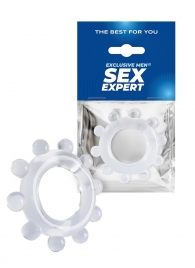 Прозрачное эрекционное кольцо со стимулирующими шариками - Sex Expert - в Сызрани купить с доставкой