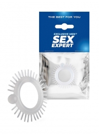 Эластичное эрекционное кольцо с шипиками и шариком - Sex Expert - в Сызрани купить с доставкой