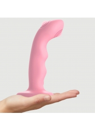 Розовая насадка-стимулятор Strap-On-Me Tapping Dildo Wave - Strap-on-me - купить с доставкой в Сызрани