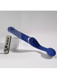 Синий безремневой страпон Multi Orgasm Bendable Strap-On size L с клиторальной стимуляцией - Strap-on-me - купить с доставкой в Сызрани