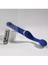 Синий безремневой страпон Multi Orgasm Bendable Strap-On size XL с клиторальной стимуляцией - Strap-on-me - купить с доставкой в Сызрани