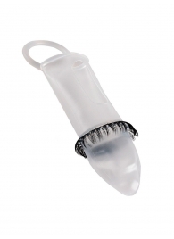 Закрытая насадка на пенис с подхватом мошонки и стимулирующими «ресничками» - Sextaz - в Сызрани купить с доставкой