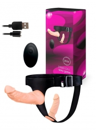 Женский страпон с 2 насадками, вибрацией и пультом ДУ - Erowoman-Eroman - купить с доставкой в Сызрани