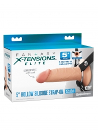 Телесный пустотелый фаллопротез 5’’ Hollow Silicone Strap-On - 14 см. - Pipedream - купить с доставкой в Сызрани