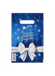 Сине-белый подарочный новогодний пакет с вырубной ручкой (20х30 см) - Сима-Ленд - купить с доставкой в Сызрани