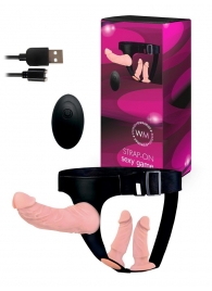 Женский страпон с 3 насадками и вибрацией - Erowoman-Eroman - купить с доставкой в Сызрани