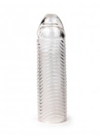 Прозрачная закрытая насадка на пенис с ребрышками - 16 см. - Sex Expert - в Сызрани купить с доставкой