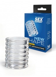 Прозрачная сквозная насадка на пенис с ребрышками - Sex Expert - в Сызрани купить с доставкой