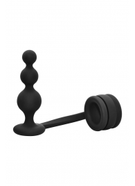 Черное эрекционное кольцо с анальной елочкой Cockring With Beaded Anal Plug - Dream Toys - в Сызрани купить с доставкой