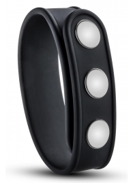 Черное эрекционное кольцо на кнопках - Blush Novelties - в Сызрани купить с доставкой