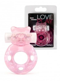 Розовое эрекционное виброкольцо в форме мишки - 1137 - в Сызрани купить с доставкой