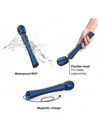 Синий вибромассажёр с насадками Man.wand Edgy - Manwan - в Сызрани купить с доставкой