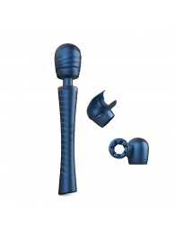 Синий вибромассажёр с насадками Man.wand Edgy - Manwan - в Сызрани купить с доставкой