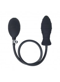 Черная анальная втулка с функцией расширения Ribbed Inflatable Silicone Anal Plug - Shots Media BV