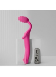 Ярко-розовый безремневой страпон Strap-on-me Vibrating Bendable Strap-On size M - Strap-on-me - купить с доставкой в Сызрани