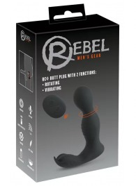 Черная анальная пробка с вибрацией, вращением и пультом ДУ RC Butt Plug with 2 Functions - Orion - в Сызрани купить с доставкой