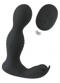 Черная анальная пробка с вибрацией, вращением и пультом ДУ RC Butt Plug with 2 Functions - Orion - в Сызрани купить с доставкой