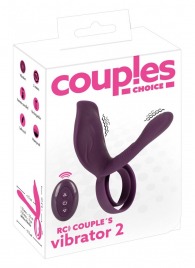 Фиолетовая насадка на член с клиторальным отростком и пультом ДУ RC Couple’s Vibrator 2 - Orion - в Сызрани купить с доставкой