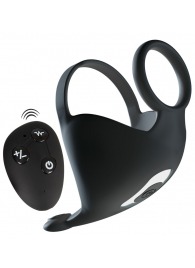 Черная вибронасадка для эрекции и стимуляции мошонки Cock ring with RC ball massager - Orion - в Сызрани купить с доставкой