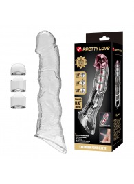 Прозрачный фаллоудлинитель с 3 вставками - 28 см. - Baile - в Сызрани купить с доставкой