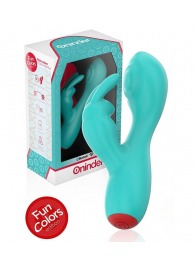 Аквамариновый мини-вибратор типа ’’кролик’’ с режимом постукивания - 12,5 см. - Oninder