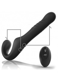 Черный безремневой страпон с вибрацией и возвратно-поступательными движениями - 24 см. - Ibiza - купить с доставкой в Сызрани