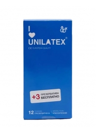 Классические презервативы Unilatex Natural Plain - 12 шт. + 3 шт. в подарок - Unilatex - купить с доставкой в Сызрани