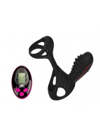 Чёрная насадка на фаллос Gladiator + LRS  с трехкнопочным пультом управления - Adrien Lastic - в Сызрани купить с доставкой