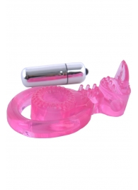 Розовая вибронасадка со стимулятор клитора   Язычок - Toyfa Basic - в Сызрани купить с доставкой