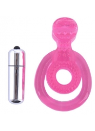 Розовая вибронасадка со стимулятор клитора   Язычок - Toyfa Basic - в Сызрани купить с доставкой