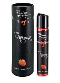 Массажное масло с ароматом клубники Huile de Massage Gourmande Fraise des Bois - 59 мл. - Plaisir Secret - купить с доставкой в Сызрани