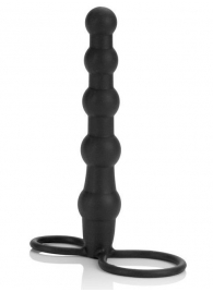 Насадка на пенис для двойного проникновения Silicone Beaded Double Rider - 14 см. - California Exotic Novelties - в Сызрани купить с доставкой