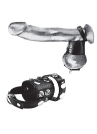 Утяжка на пенис и мошонку Cock Ring With 1.5  Ball Stretcher And Optional Weight Ring - BlueLine - купить с доставкой в Сызрани