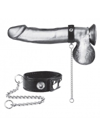 Утяжка на пенис с поводком Snap Cock Ring With 12  Leash - BlueLine - купить с доставкой в Сызрани