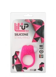 Розовое эрекционное кольцо с щеточкой LIT-UP SILICONE STIMU RING 5 - Dream Toys - в Сызрани купить с доставкой