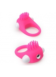 Розовое эрекционное кольцо с щеточкой LIT-UP SILICONE STIMU RING 5 - Dream Toys - в Сызрани купить с доставкой