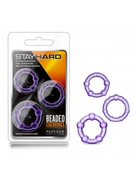 Набор из 3 фиолетовых эрекционных колец Stay Hard Beaded Cockrings - Blush Novelties - в Сызрани купить с доставкой