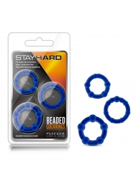 Набор из 3 синих эрекционных колец Stay Hard Beaded Cockrings - Blush Novelties - в Сызрани купить с доставкой