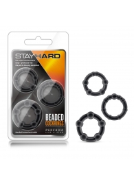 Набор из 3 чёрных эрекционных колец Stay Hard Beaded Cockrings - Blush Novelties - в Сызрани купить с доставкой