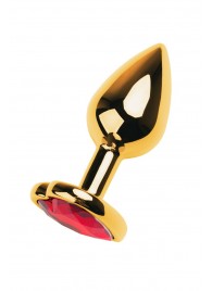 Золотистая анальная пробка с кристаллом-сердцем - 7,5 см. - ToyFa - купить с доставкой в Сызрани