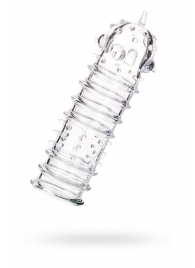 Прозрачная насадка на пенис TOYFA A-Toys с ребрами и точками - 15,3 см. - A-toys - в Сызрани купить с доставкой