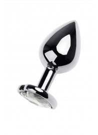 Серебристая анальная пробка с прозрачным кристаллом-сердцем - 8 см. - ToyFa - купить с доставкой в Сызрани