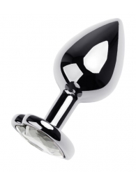 Серебристая анальная пробка с прозрачным кристаллом-сердцем - 8 см. - ToyFa - купить с доставкой в Сызрани