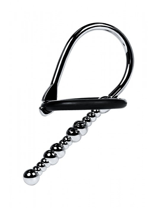 Серебристый уретральный плаг-бусины TOYFA Metal с мягким фиксириющим кольцом - ToyFa - купить с доставкой в Сызрани