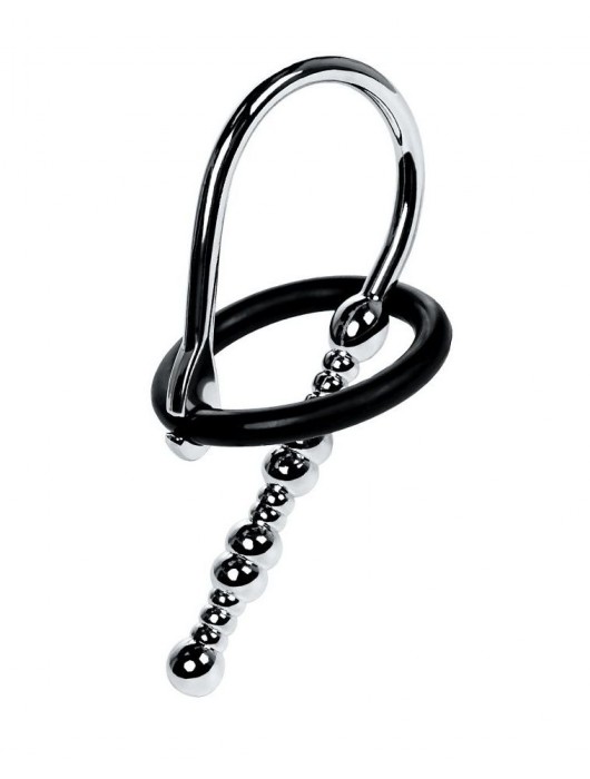 Серебристый уретральный плаг-бусины TOYFA Metal с мягким фиксириющим кольцом - ToyFa - купить с доставкой в Сызрани