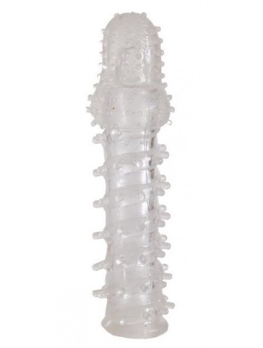 Прозрачная, закрытая насадка с шипами и точками - 13,5 см. - Toyfa Basic - в Сызрани купить с доставкой