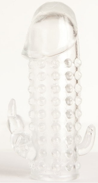 Гелевая прозрачная насадка с 2 отростками - 13 см. - Toyfa Basic - в Сызрани купить с доставкой