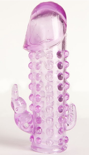 Закрытая фиолетовая насадка с 2 отростками - 13 см. - Toyfa Basic - в Сызрани купить с доставкой